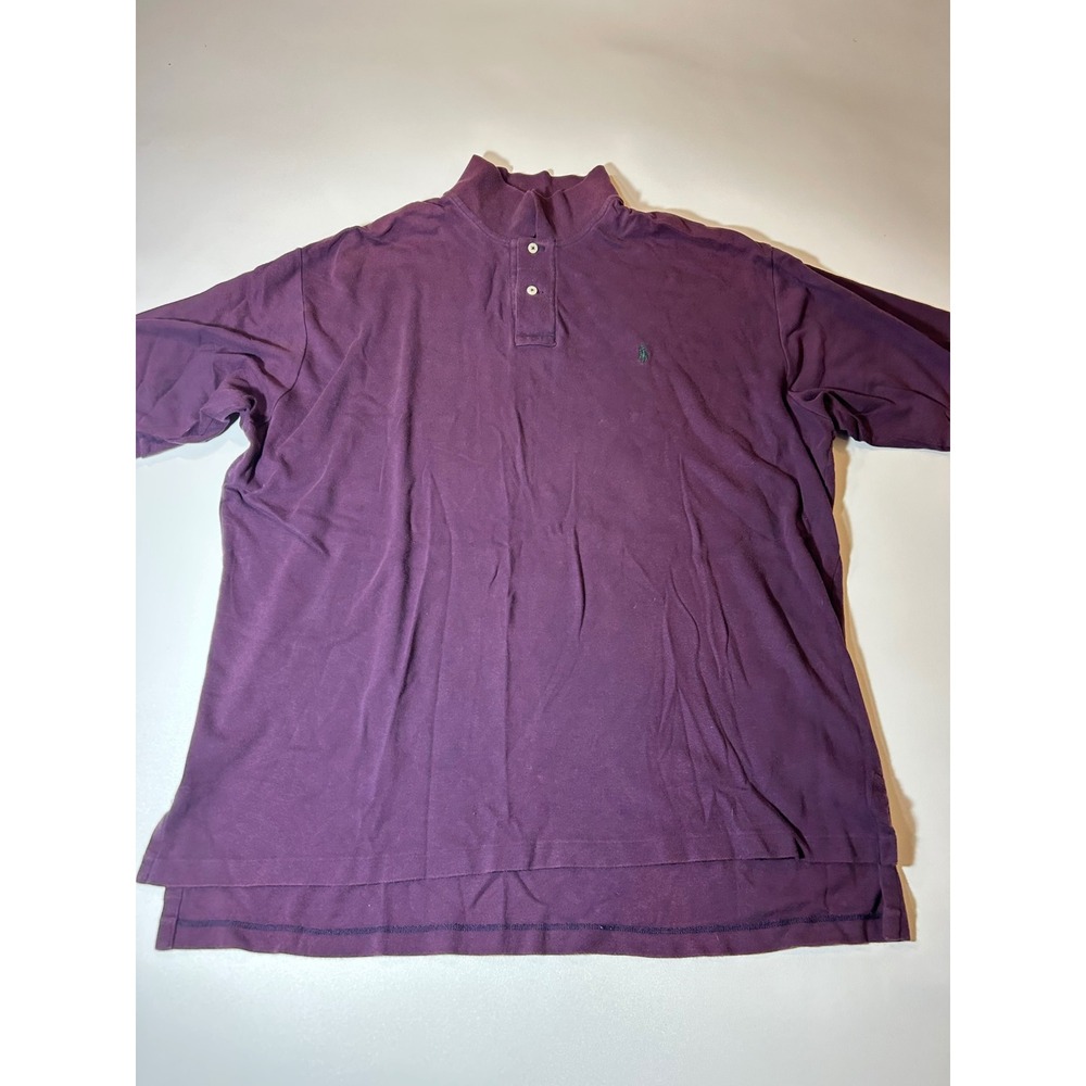 Polo Ralph Lauren Shirt Men's XXL Purple Mock Neck Short Sleeve Cotton